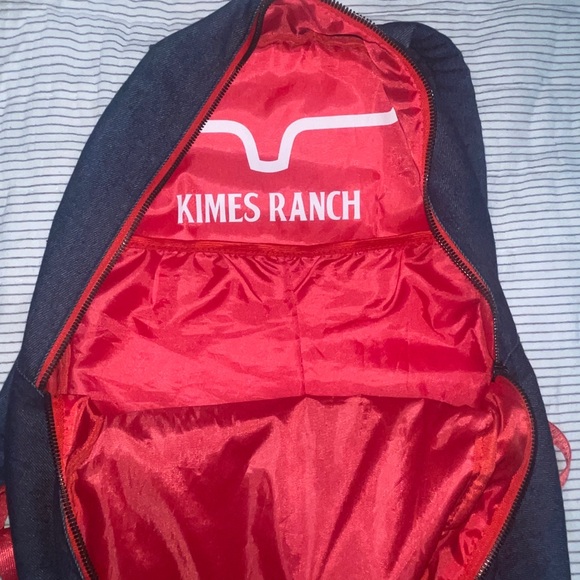 Kimes Ranch Denim and Camouflage Backpack with Red Accents - Picture 4 of 5